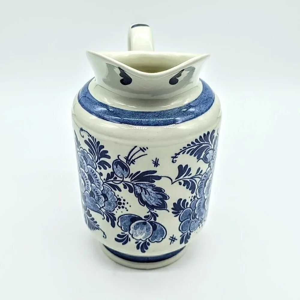 Vintage Delft Blue Distel Hand Painted Holland Ceramic Pitcher